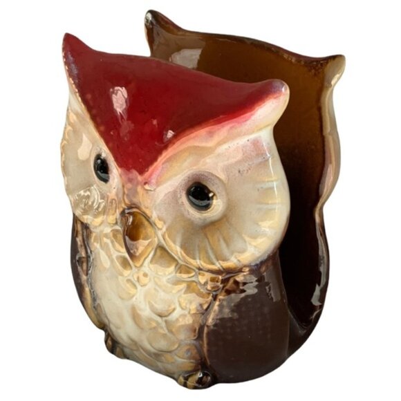 Owl Kitchen Dinning Functional Decor Artisan Glazed Hand Painted Ceramic 4 Piece - Picture 9 of 16